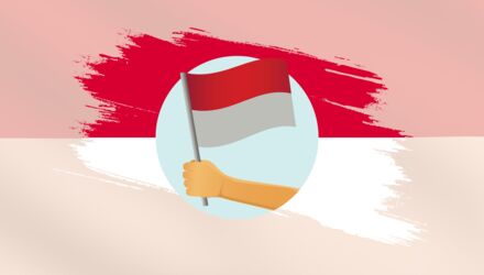 Drapeau de Monaco rouge et blanc flottant devant le Palais Princier